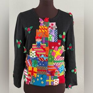 🎄 Michael Simon Hand-Embellished Christmas Sweater – Size S